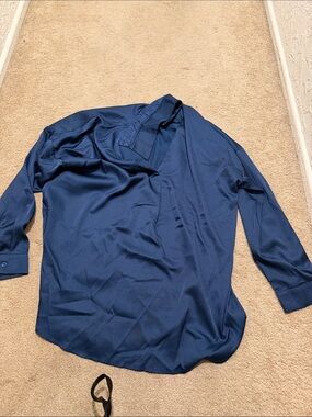 Men's Navy Long-Sleeve Button Shirt Jacket